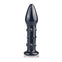 Dildo din sticla ROMANCE 14 cm cu striatii pentru stimulare si design elegant, negru